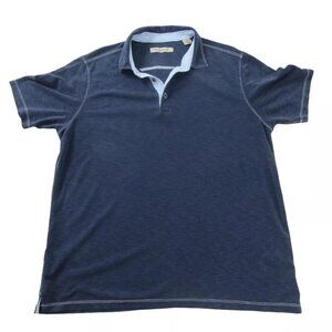 Tommy Bahama Polo Shirt Mens XL Navy Golf Performance Short Sleeve Slit Collared